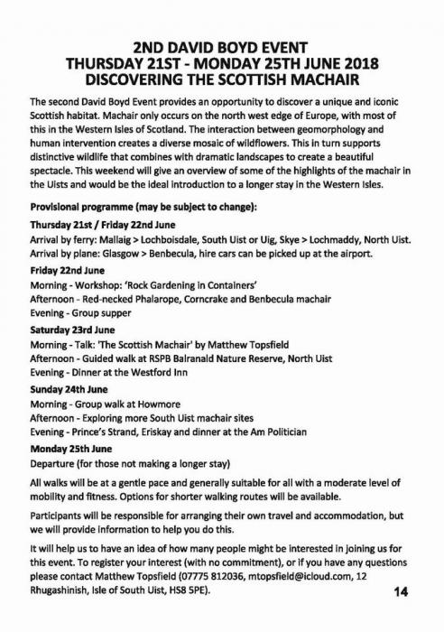 2nd David Boyd Event - Discovering the Scottish Machair