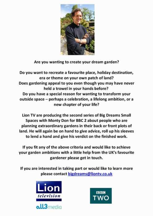 new TV series of "Big Gardens Small Spaces with Monty Don"